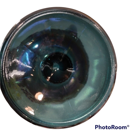 Vintage Carnival Glass Blue Iridescent Harvest Grape Pitcher - Picture 4 of 4